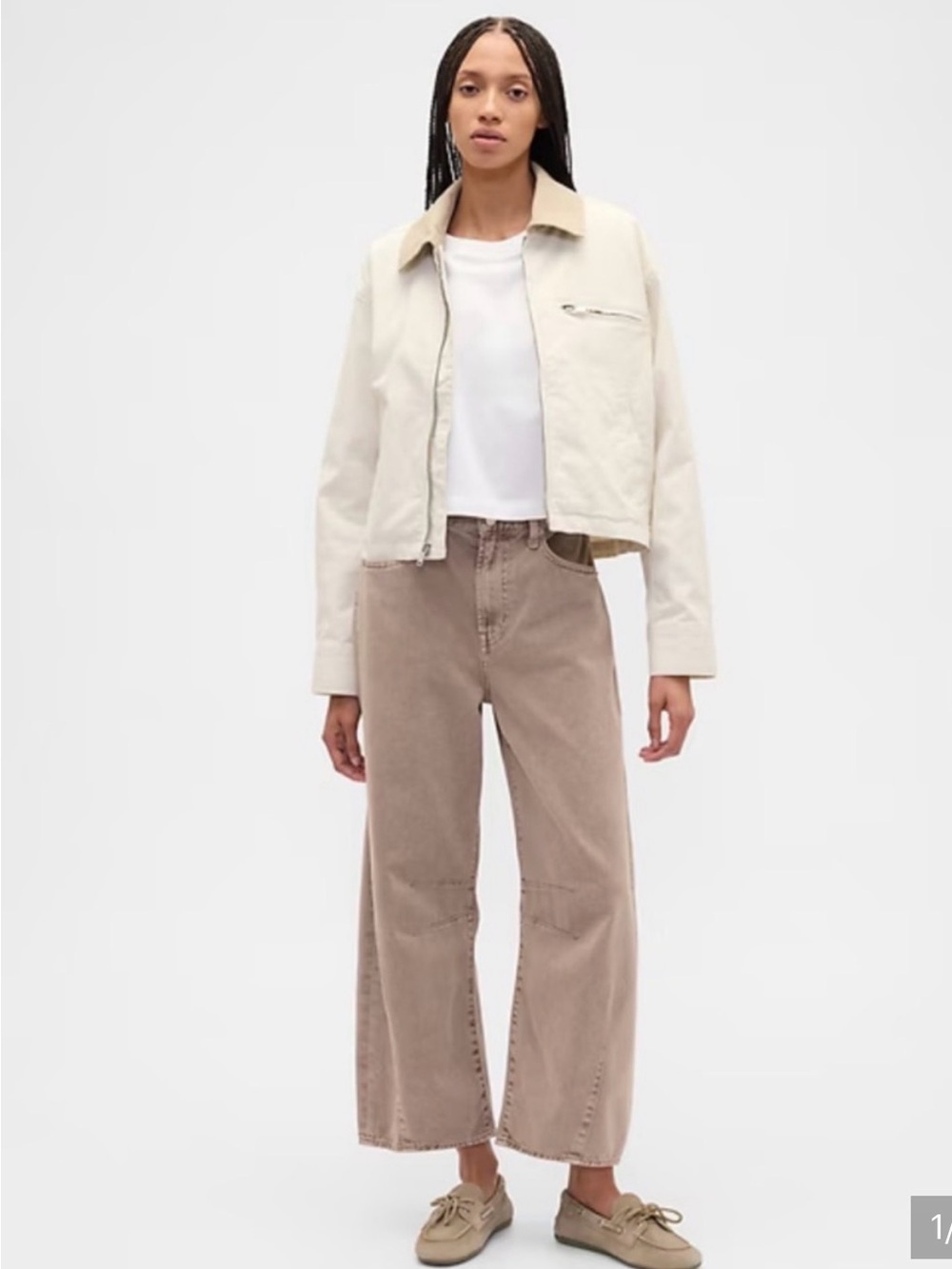 GAP Wide-Leg Horseshoe Denim 33 Tall, Weathered Brown